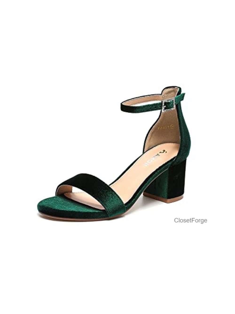 Women's Heeled Sandals Block Heel Ankle Strap Velvet Party Dress Shoes